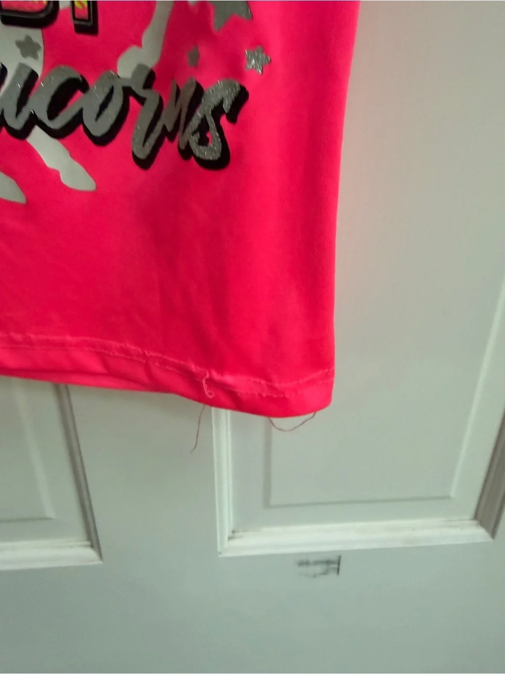Diva Girls XS 4 5  Neon Pink Raised by Unicorns Short Sleeve Shirt Top Blouse